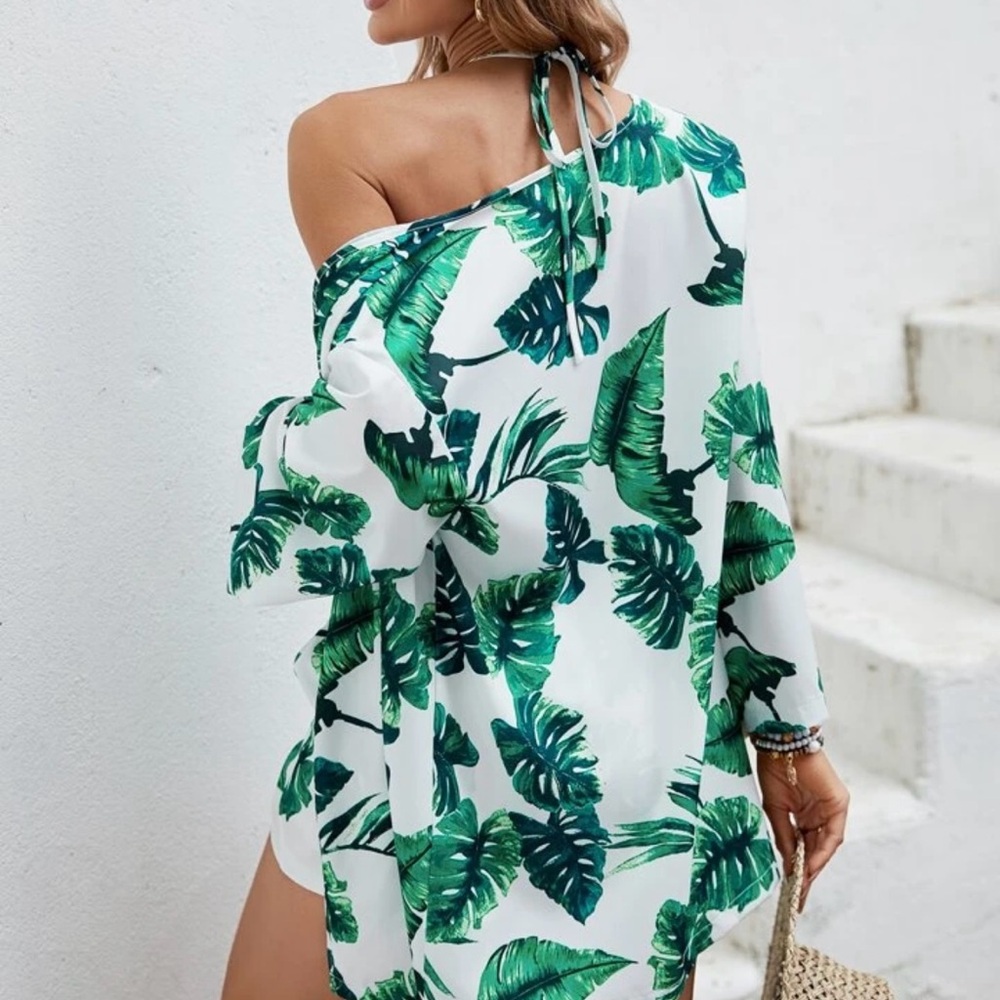 Tropical Leaf Print Short Set - Picture 5 of 12